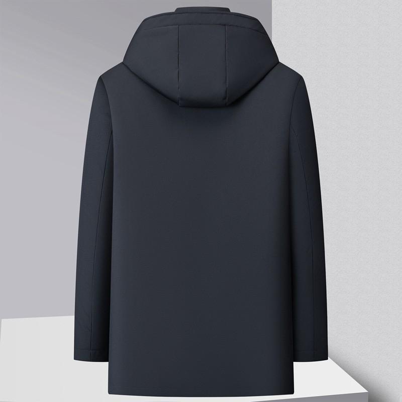 Mens Long Hooded Detachable Goose Down Jacket Warm Casual Outerwear Cold Weather