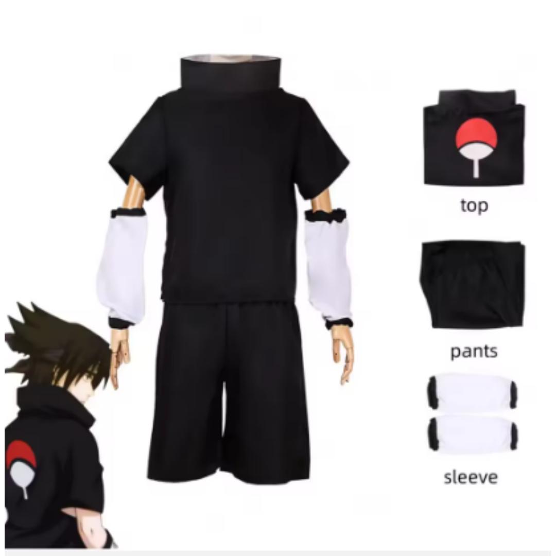 Anime Uchiha Sasuke Cosplay Kostüm Blaues Oberteil Weiße Shorts Cos Convention Erwachsenenversion Unisex Halloween Weihnachtsgeschenk M schwarz
