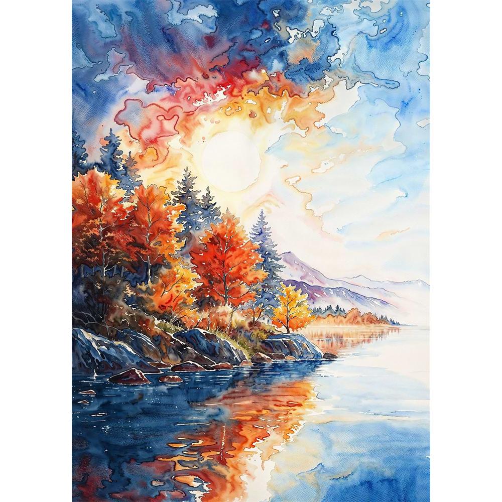 Chinese Four Seasons Landscape Diamond Art Painting Decoration Sailboat Diy Full Rhinestone Mosaic Cross Stitch Kit Gift