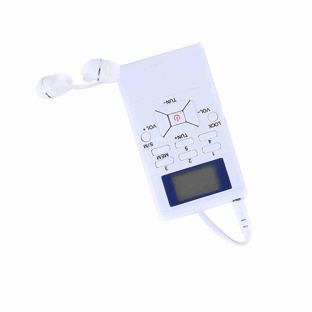 Mini Portable LCD FM Radio Digital Signal Processing Wireless Receiver With Earphone White
