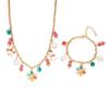 Handmade Christmas Tree Necklace Golden Color Shiny Zircon Snowman Necklace Colorful Bells Rhinestone Bell Necklace