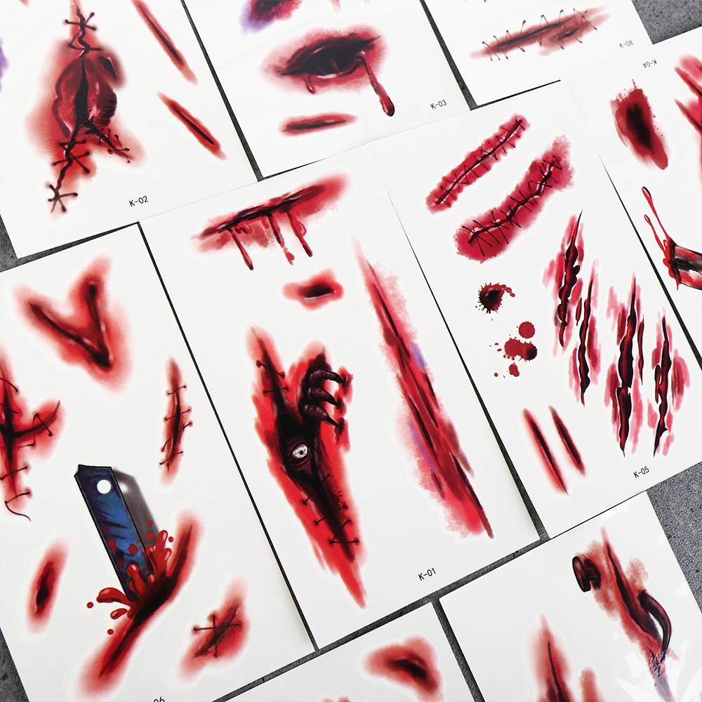 Men Halloween Waterproof Lifelike Face Patch Body Art Stickers Temporary Tattoos Tattoo Stickers