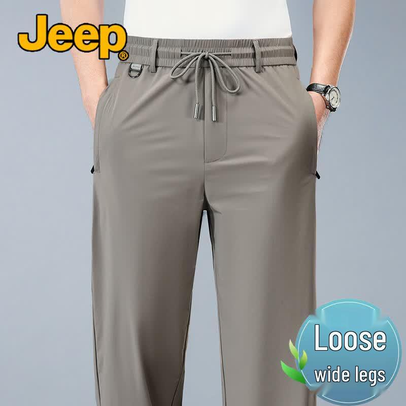Jeep Pantalon Décontracté à Séchage Rapide en Soie Glacée pour Homme