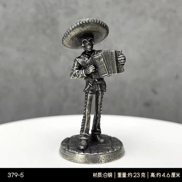 

Metal Mariachi Skeleton, Handcrafted Mexican Day of The Dead Statue, Collectible Miniature for Car Decor, Cool Gift for Men