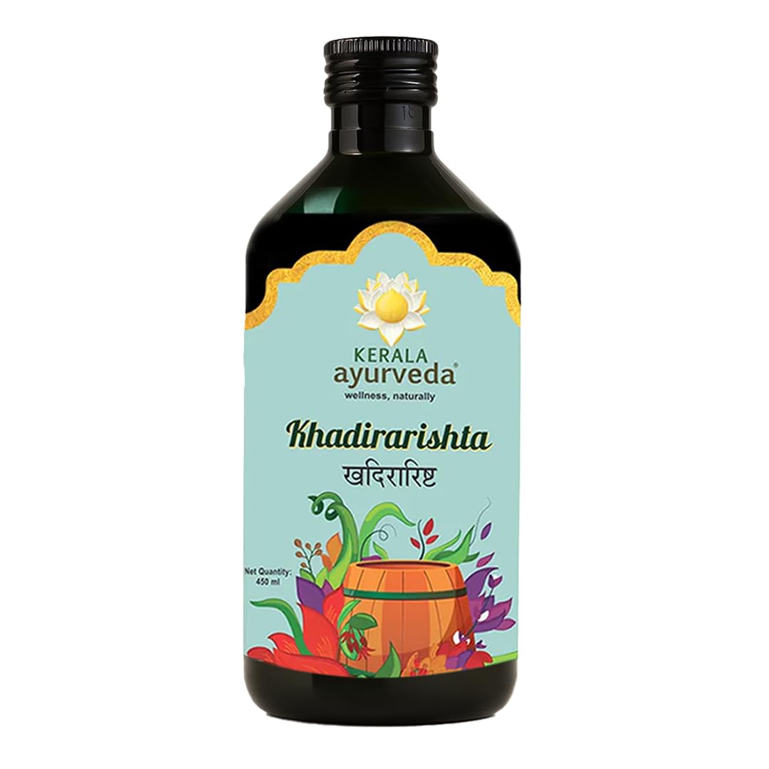 

Kerala Ayurveda Khadirarishta Ayurvedic Blood Purifier Syrup for Acne Blemishes Glowing Skin 450 ml Pack of 2