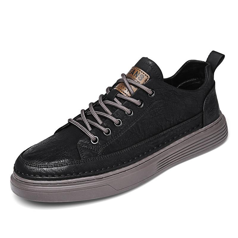 Autumn High-top Lace-up Board Shoes Outdoor Sports Fashion Trend Single Shoes Men's Medium Tube Flat-bottom Casual Leather Boots