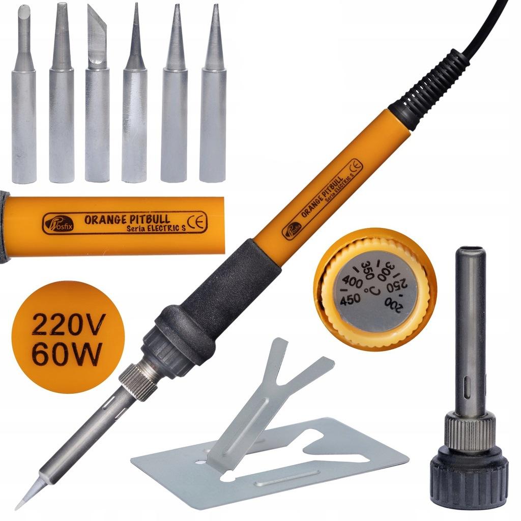 Rosfix Precision Soldering Iron Set with Rosfix Orange Pitbull OP60W + 30 Wood Burning Elements + Organizer (Pencil Case) for Tools 265x140x50mm