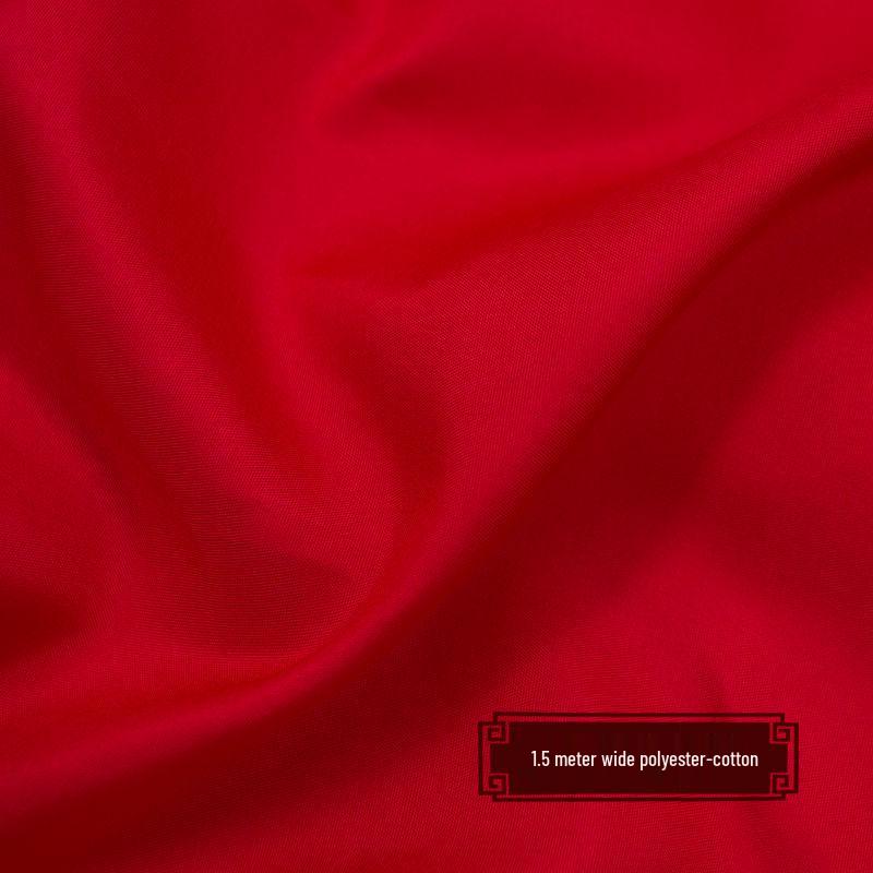 Silk Cotton Chinese Red Fabric for Happy Events and Housewarming, Free Shipping