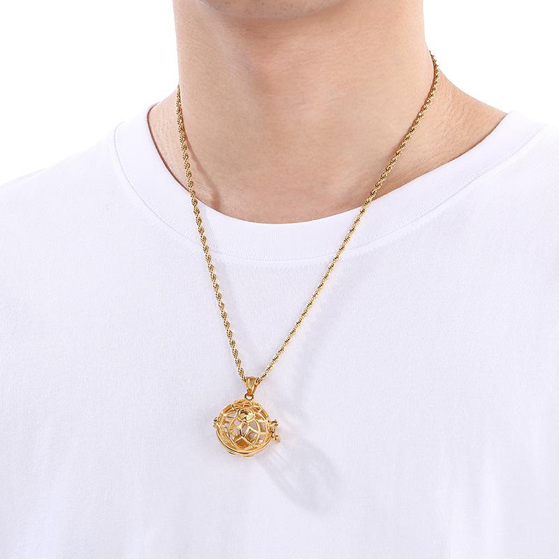 

Palace Style Openable Hollowed Out Spherical Incense Pendant Necklace for Men Women Hip Hop Stainless Steel Trendy Jewelry 60cm