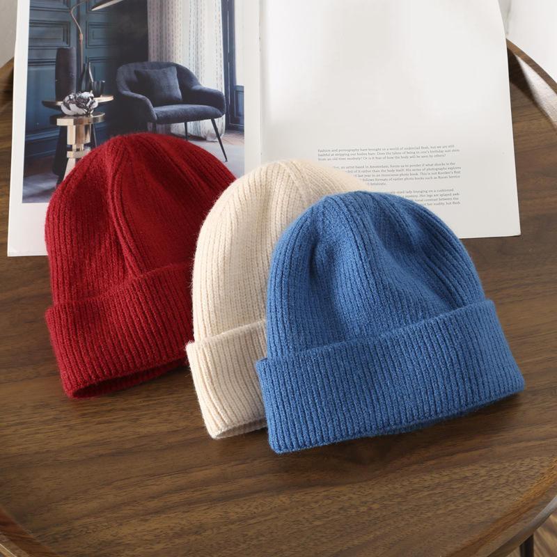 Solid Color Winter Fluffy Fleece Beanies Warm Acrylic Knitted Custom Made Fuzzy Beanie Hat