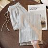 Women's Striped Linen Blend Wide-Leg Casual Pants