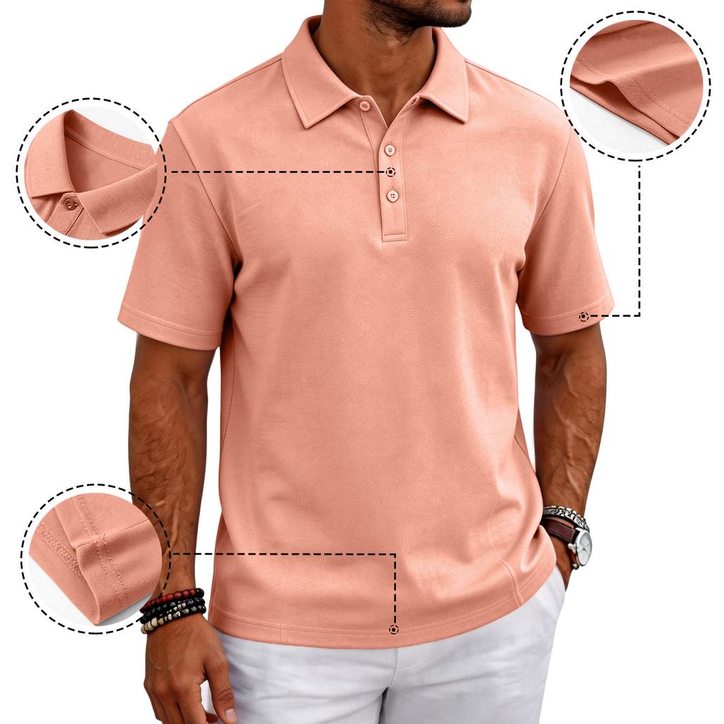 Men’s Casual Polo Shirt Short Sleeve Breathable Classic Fit Top for Everyday Outdoor Wear mens polo shirts short sleeve golf polos for men