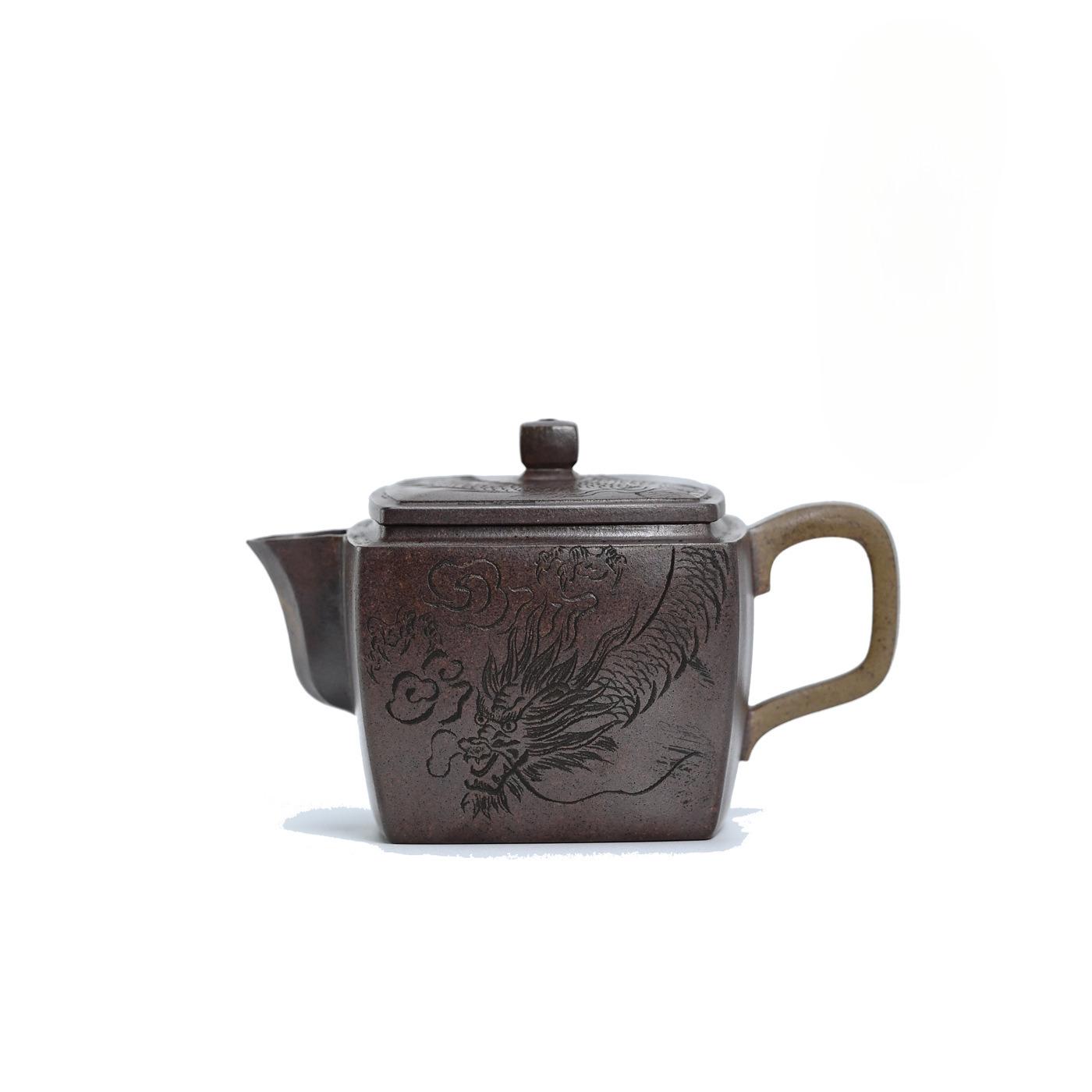 

280ml Vintage Yixing Purple Clay Teapots Famous Master Hand-carved Pot Raw Ore Section Mud Kettle Chinese Zisha Tea Set Gift