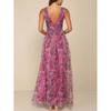 Purple pink smudged floral deep, sleeveless split yarn dress wedding vacation atmosphere dress dress