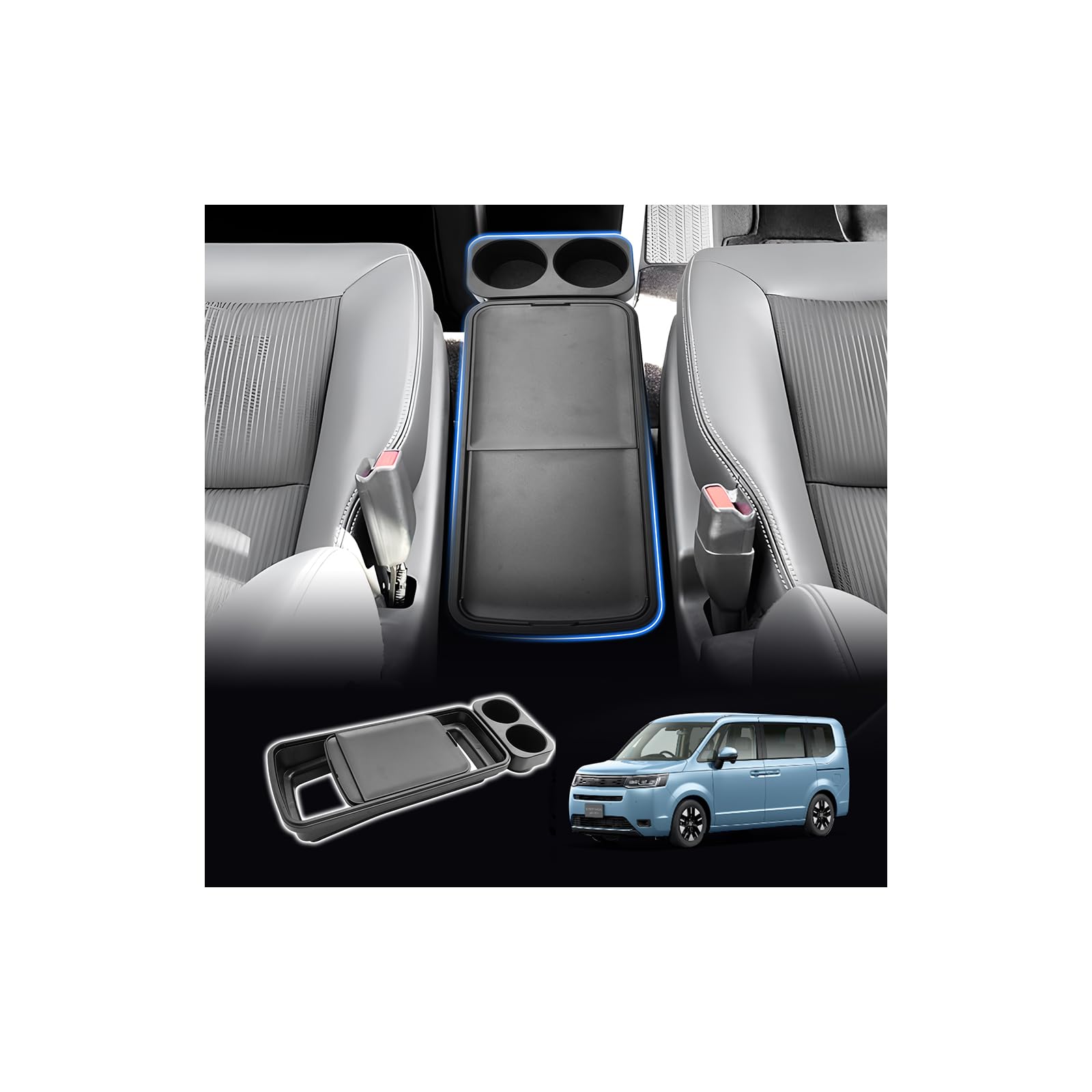 

SXCY Console Box Tray with Cup Holder for Honda Step WGN RP Series Universal Sliding Console Box Cover with Hides Small and Provides Easy Interior