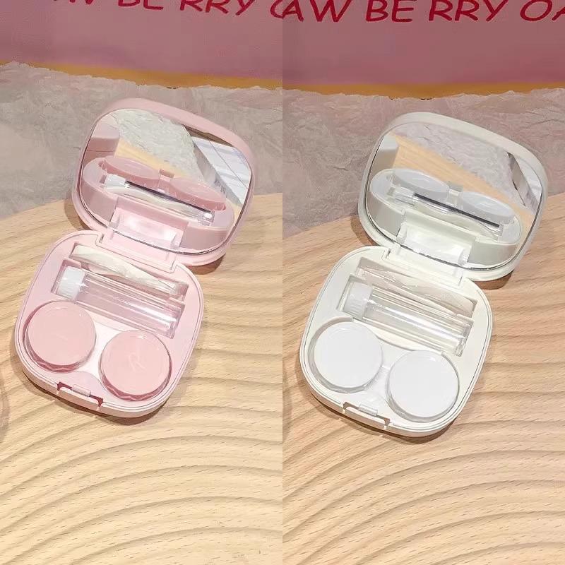 Invisible Contact Lens Case with Mirror: Small, Leak-Proof, Double-Compartment Storage