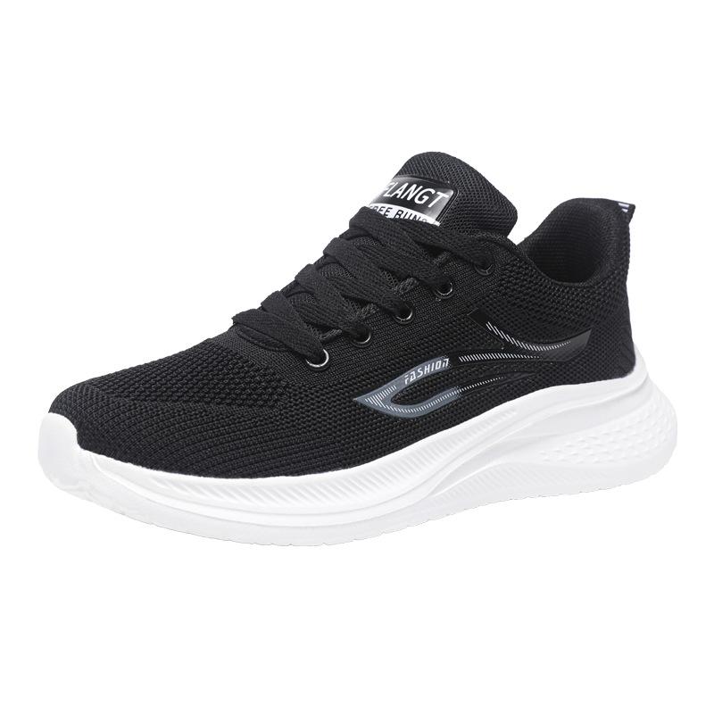 Lightweight fly-woven sports shoes autumn versatile breathable casual shoes flat heel old walking shoes men