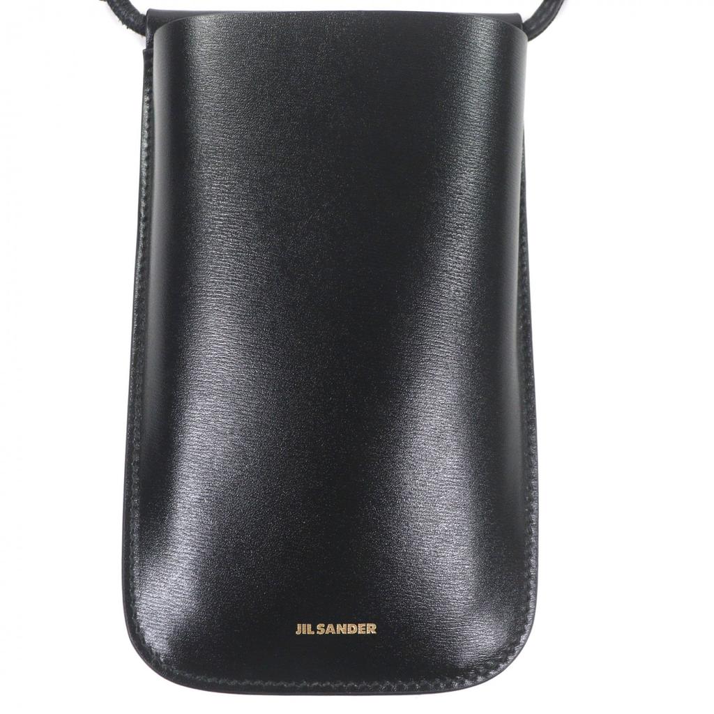Excellent JIL SANDER Mobile Case GIRO PHONE CASE Logo Print Shoulder Bag Black Used