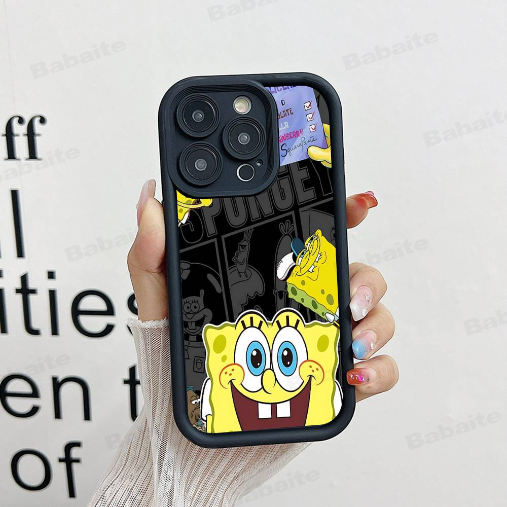 Cartoon Cute S-SpongeBob Anime Phone Case For IPhone 17 16 15 14 13 12 11 Air Plus Pro Max Soft Back Cover