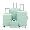 Ensemble de 4 valises à roulettes Spinner en ABS 14"/19"/24"/28", Tailles Large et Moyenne avec Poignées Latérales, Crochets Suspendus et Pieds de Protection, Serrure à Combinaison Intégrée