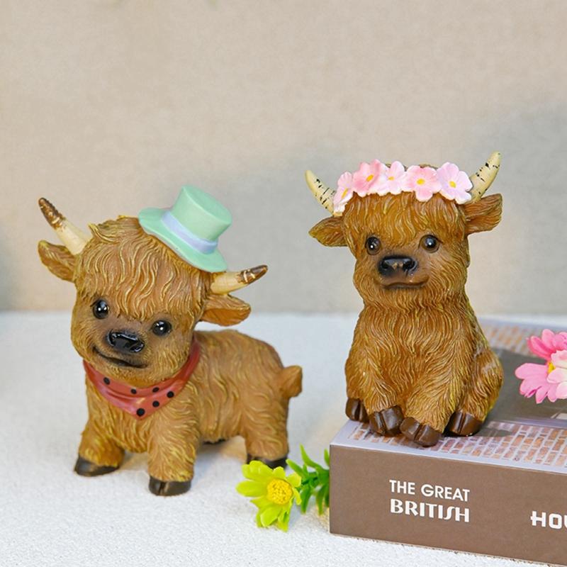 Highland Cow Statue Resin Decoration Desk Ornaments