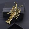 Vintage Gold Tone Lobster Brooch Pin Crystal Rhinestone Brooches Jewelry Gifts