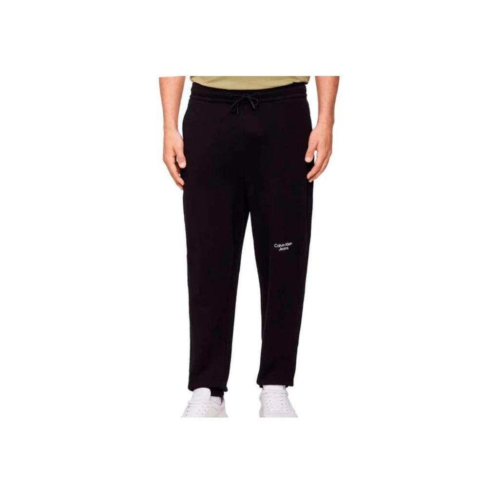 Calvin Klein Solid Color Knee Logo Print Cotton Knit Sweatpants Men Bottoms Black J30J320590BEH