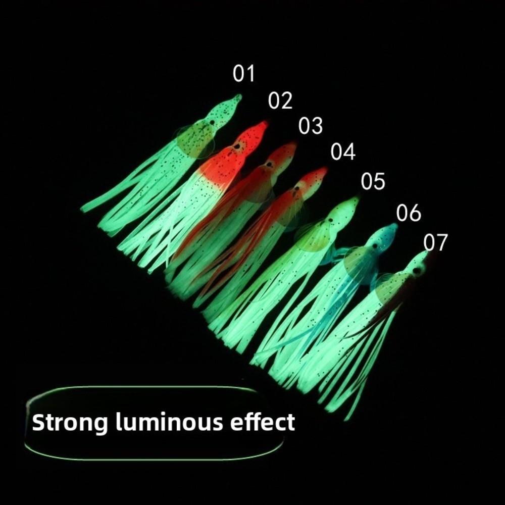 5pcs Glow-in-the-Dark Soft Rubber Octopus Skirts Soft Rubber Trolling Bait  Night Fishing