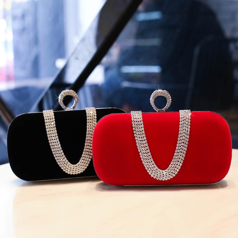 Rote Flanell Strass Tasche Samt Abendtaschen Crossbody Elegante Party Clutch Bling Schulter Damen Tasche Diamant Handtasche