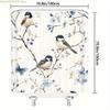 A Bird Flower Print Shower Curtain, Digitally Printed, Suitable for All Seasons, Artistic Design, No-drill Extra-wide Ring Par