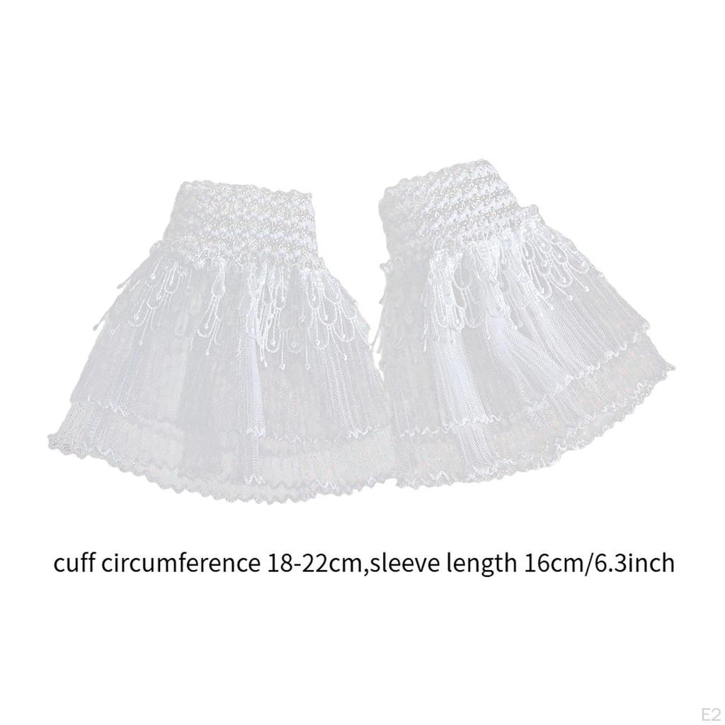 2 Pieces False Cuffs, Retro Lace Versatile Stylish Fake Sleeve Cuff,