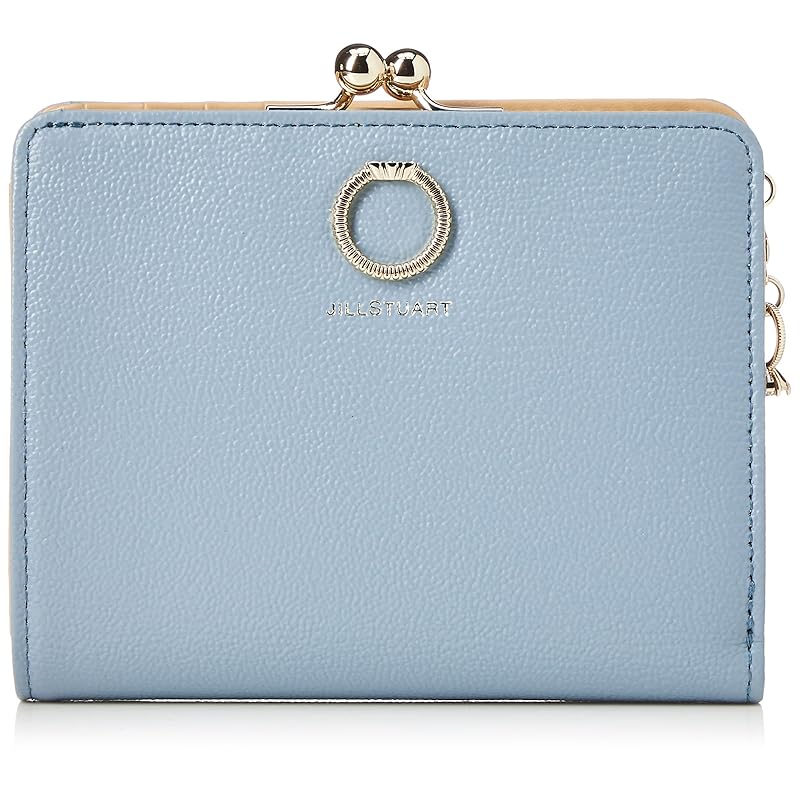 

[Jill Stuart] folding wallet [Eternal] cowhide Embossed bi-fold With base pouch slim wallet ring brooch decoration With diamond ring charm ladies