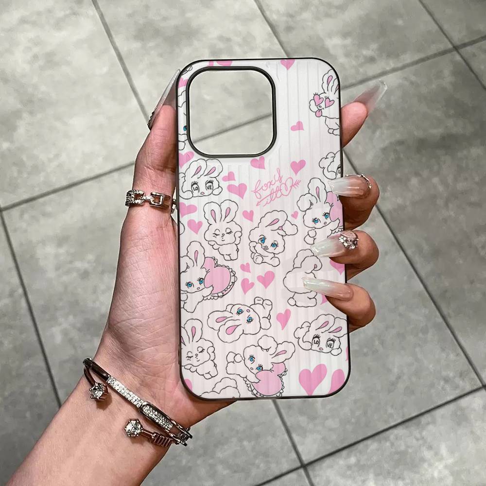 Cute Cartoon Esthers Bunny Phone Case For IPhone 17 16 15 14 13 12 11 Corrugated Frosted Soft Cover Anti-Slip
