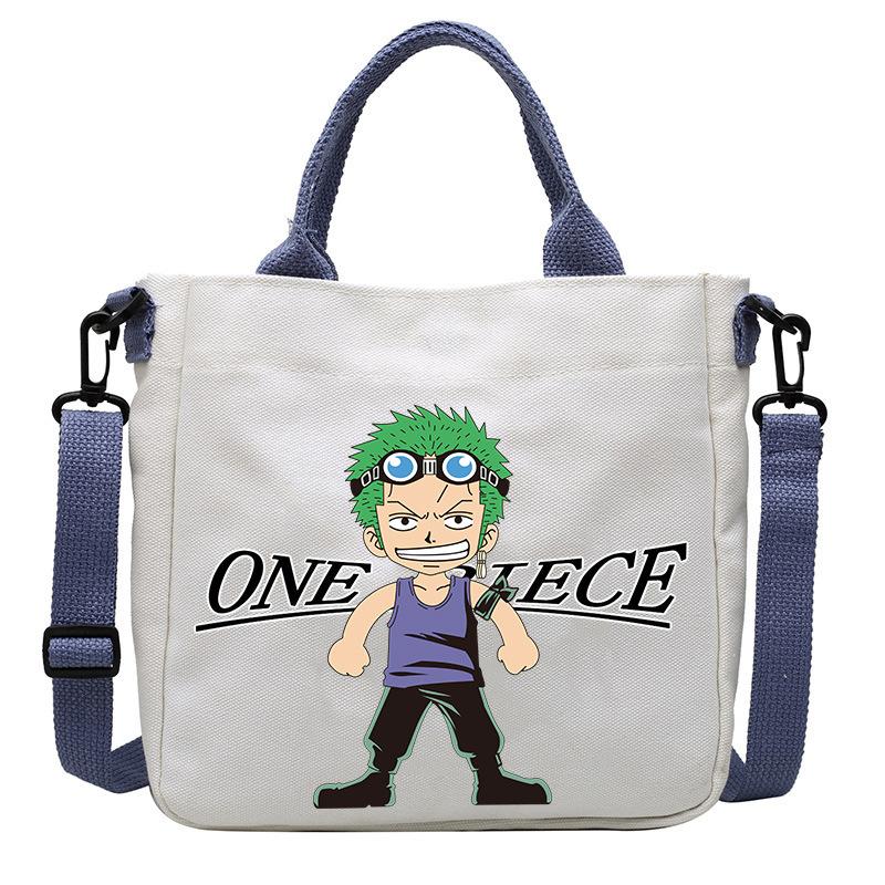One Piece Canvas Bags Luffy Cartoon Anime Figures Print Shoulder Bag Outdoor Large Capacity Trendy Crossbody Handbag Gifts Poseable Articulated Scale