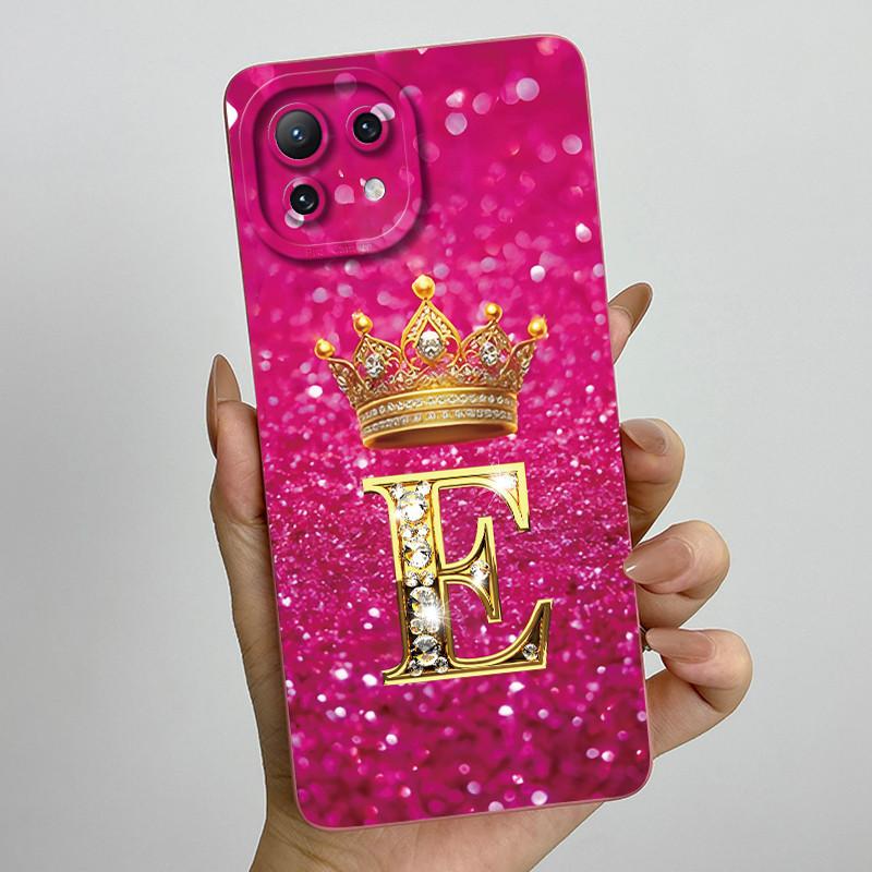 For Xiaomi Mi 11 Lite / 11 Lite 5G / 11 Lite 5G NE Crown Initial Letter Couple Phone Case Soft Silicone TPU Protective Casing