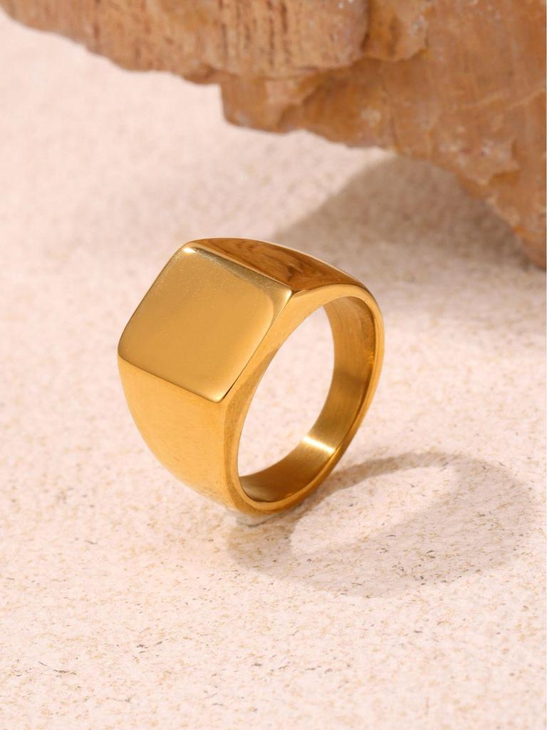 European Minimalist Ferris Wheel Titanium Steel Ring with PVD Electroplated 18K Gold Finish – Unisex, In Stock