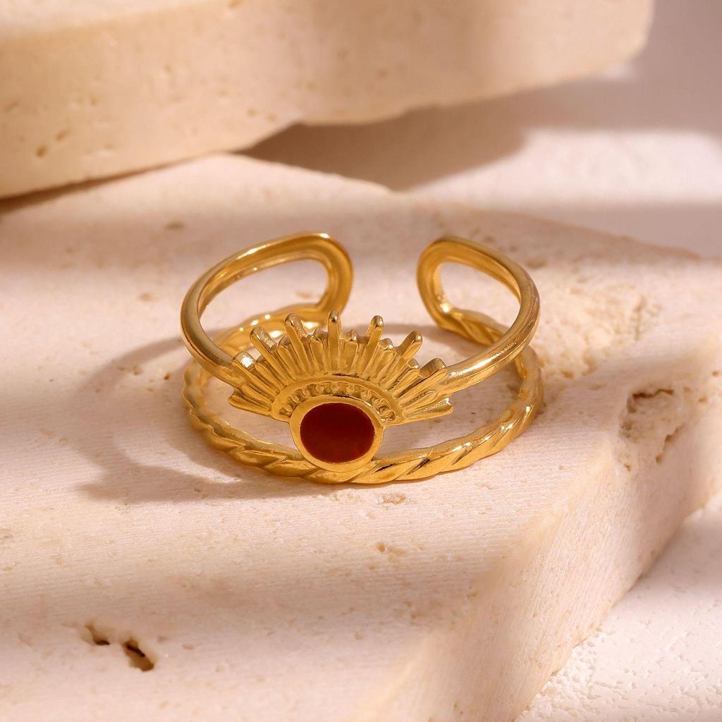 Cross Stainless Steel Court Style Luxury Drip Oil Openable Ring for Women