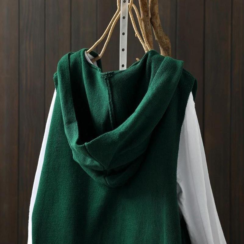 Weste für Damen Ärmellose Pullover Tops Gestrickte Unifarbene Kapuzenweste Oversize Locker Vielseitig Lässige Ärmellose Weste Top