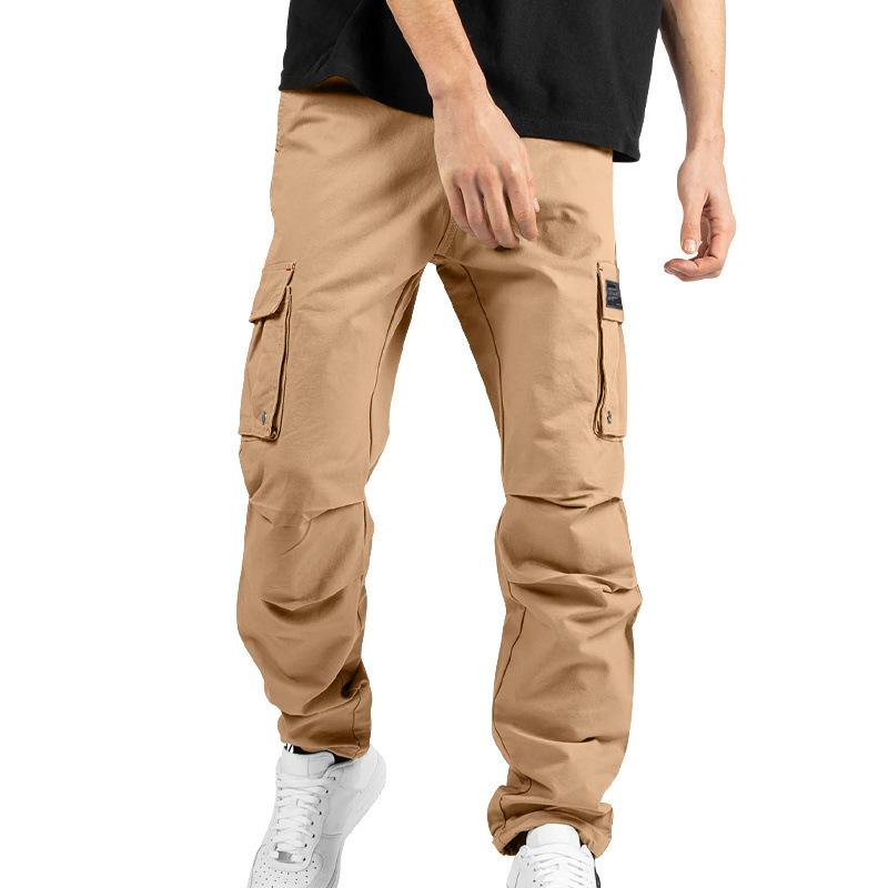 

2026 Spring and Autumn Men s Casual Pants, Multi-Pocket, Solid Color, Loose Fit, Cuffed Workwear Trousers XXXL хакі
