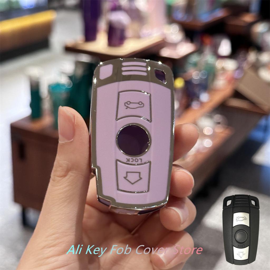 Key Fob Cover with Keychain Lanyard for BMW 1 3 5 Series E90 E92 E93 X5 X6 Z4 E90 Keyless Entry Key Fob Case Cover