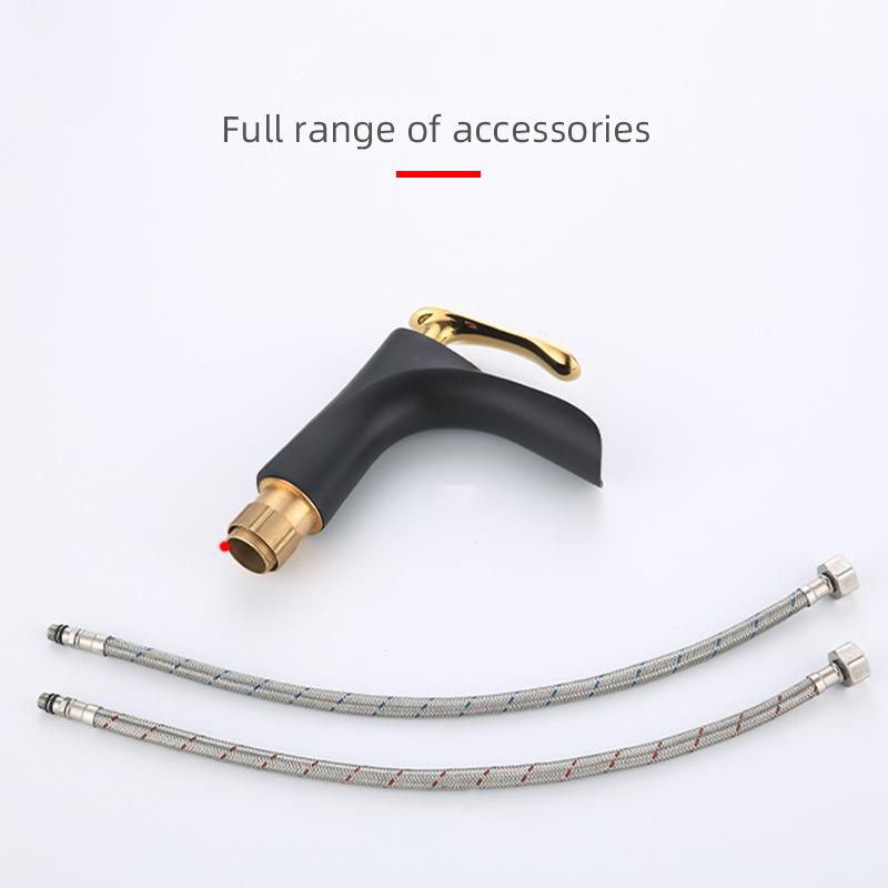 Bathroom Waterfall Basin Sink Faucets Hot Cold Tap Deck Mounted Water Mixer Crane Antique Bronze Chrome White Black Gold