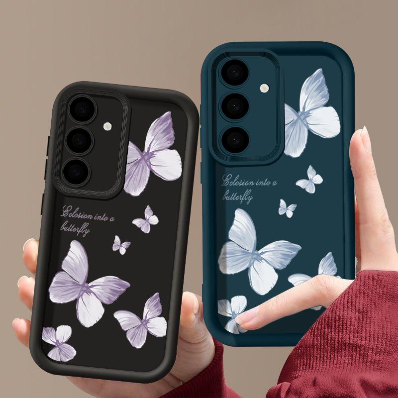 Wzór motyla Wstrząsoodporna matowa obudowa telefonu do Samsung S25 Ultra S24 FE S23 Plus S22 A56 A36 A16 A55 A06 A15 A35 A05 A54 TPU Miękka obudowa zderzaka