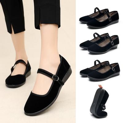 Cloth Shoes Women's Flat Shoes Work Shoes Women's Shoes Soft Soles Not Tired Feet Mother Shoes Black Shoes Elderly Shoes