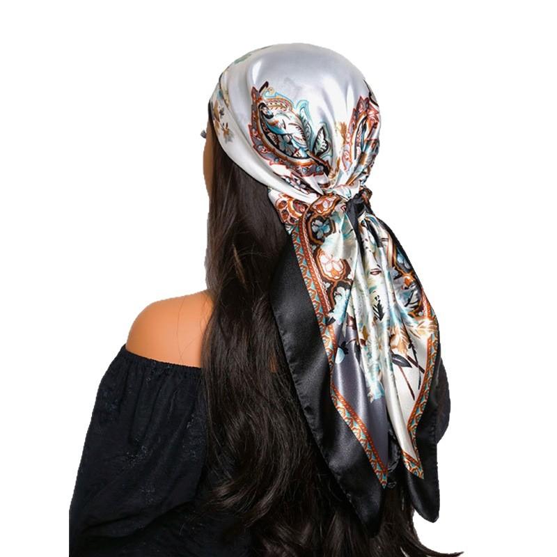 91CM large square scarf women's ethnic style red cashew nut pattern printed scarf retro women's headscarf silk scarf