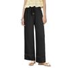 Casual Loose High Waist Solid Straight Hollow Out Wide Leg Cropped Pants For Women