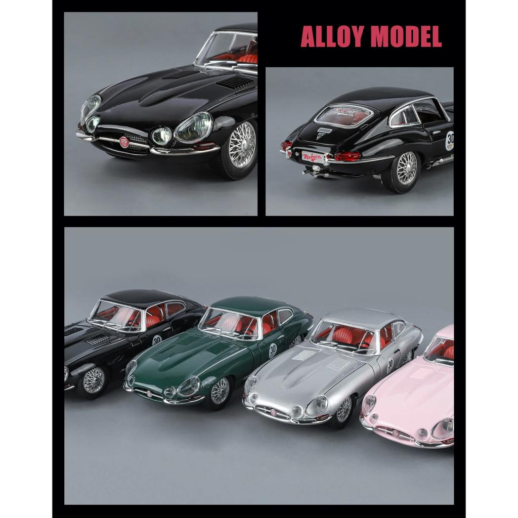 1/24 Jaguar E-Type Diecast Metallmodellauto mit Sound & Licht Perfekte Heimdekoration Schreibtisch-Display-Dekoration Feiertagsgeschenk