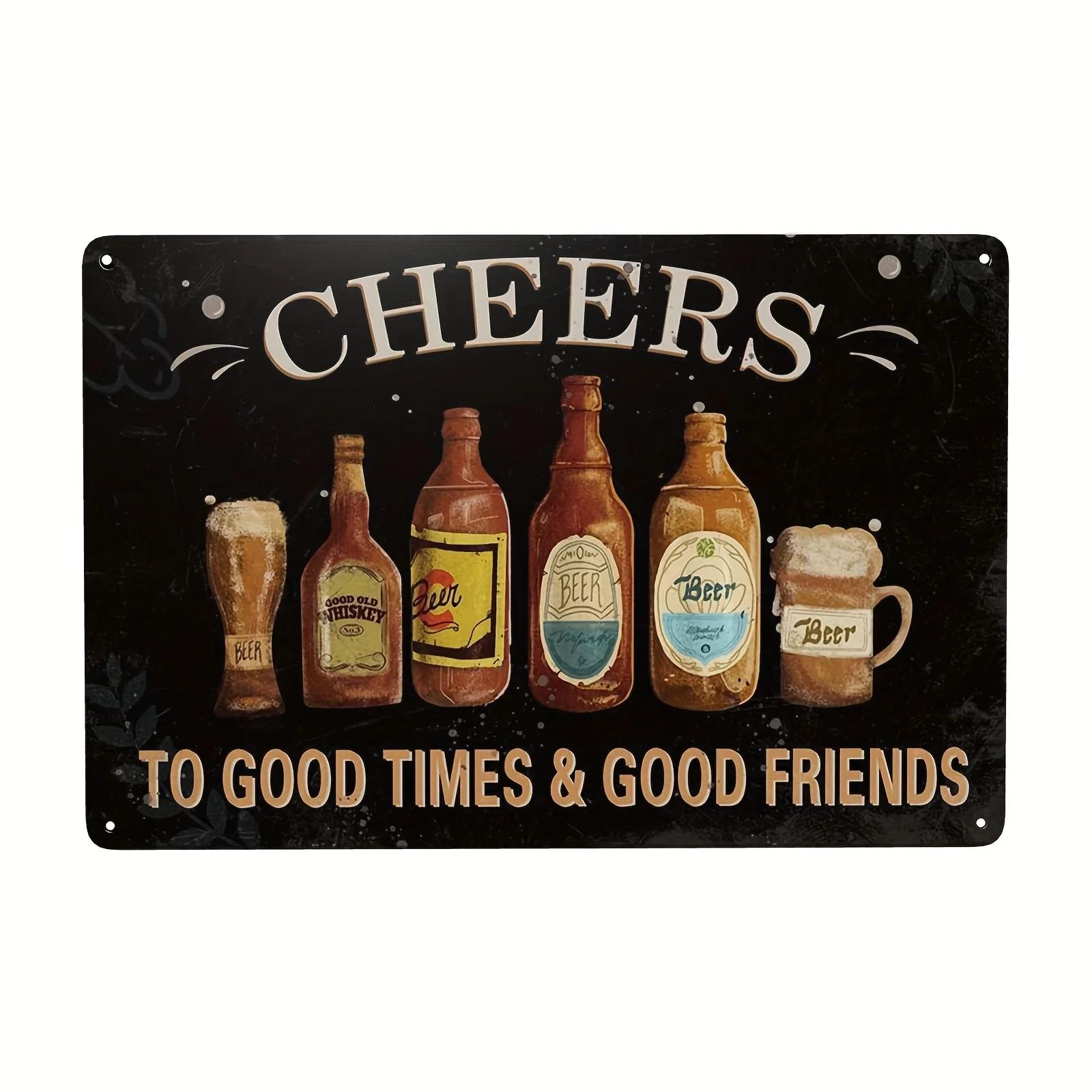 FJ Vintage Bar Signs Bar Decor Funny Bar Open Metal Signs for Home Bar Man Cave Decor Signs x Cm Retro Bar Metal Iron Signs 20x30cm(7.8x11.8inch)