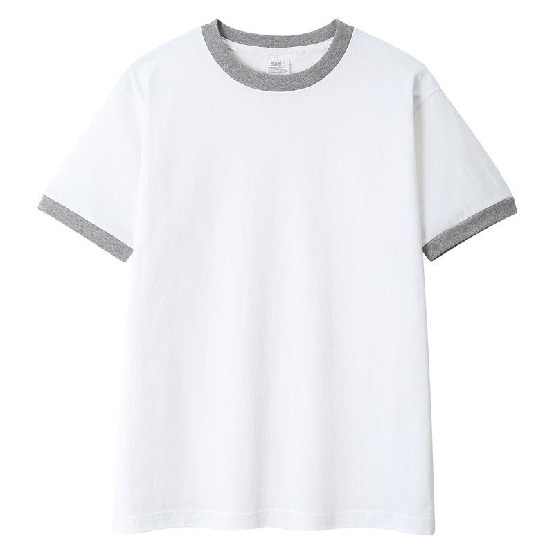 

Unisex Loose Fit Color Block Pure Cotton Short Sleeve T-Shirt, Casual and Versatile with Round Neck Design. Small