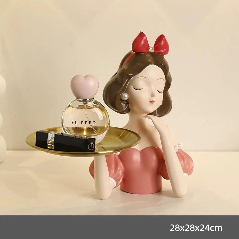 INS Style Resin Girl Tray Figurine – Modern Desktop Home Decorative Ornament