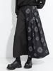 2025 Autumn Asymmetrical Wide-Leg Retro Patchwork Culottes: Women's Casual Dark Style